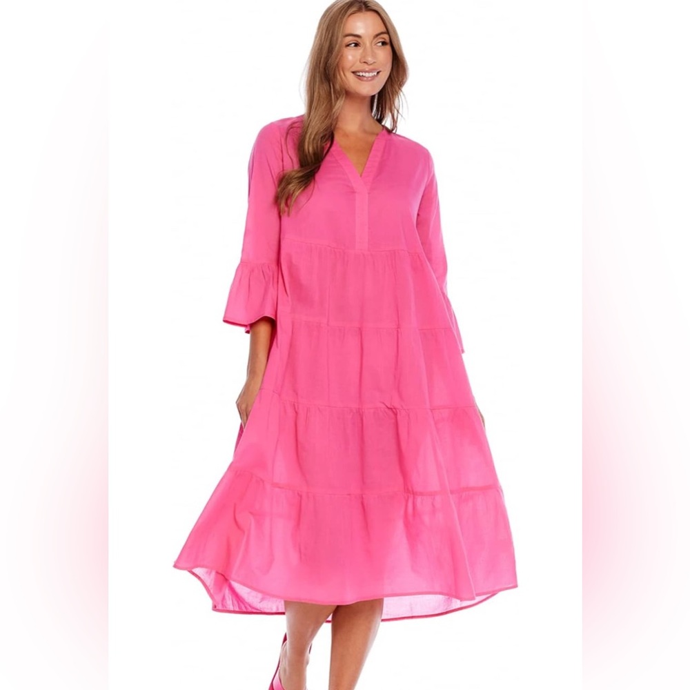 Mud Pie Womens Portland Midi Dress with 3/4 Sleeves - Size Small - Picture 1 of 5